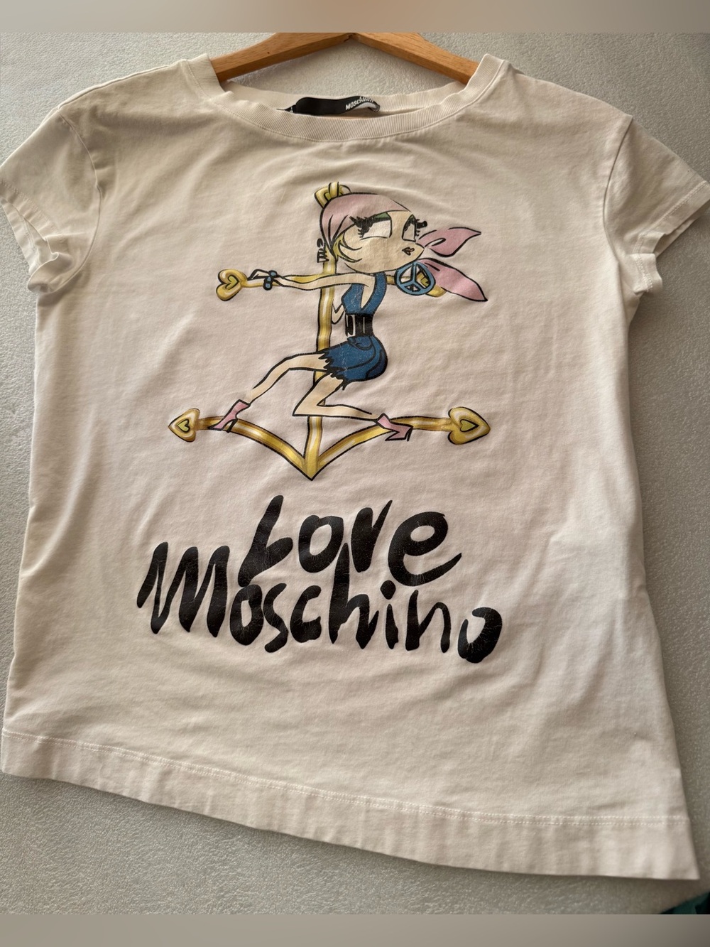 Love Moschino White Graphic Tee US6 M